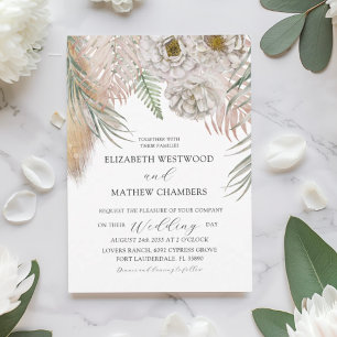 Boho Botanical Pampas Grass Wedding Invitation