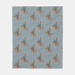 Boho Botanical Pattern Mocha Mousse and Accents Fleece Blanket