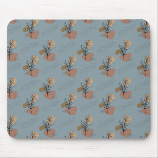 Boho Botanical Pattern Mocha Mousse and Accents Mouse Pad