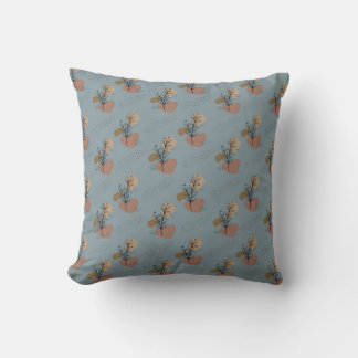 Boho Botanical Pattern Mocha Mousse and Accents Throw Pillow