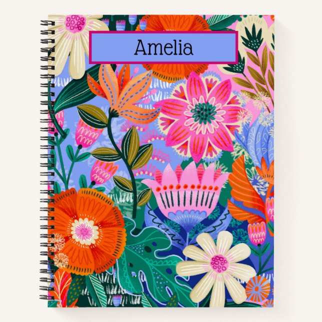 Boho Botanical personalized Spiral Notebook (Front)