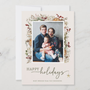 Boho Botanical Photo Collage Holiday Card