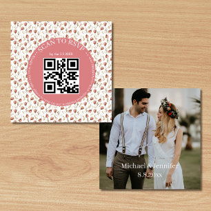 boho botanical rsvp qr code wedding photo enclosure card