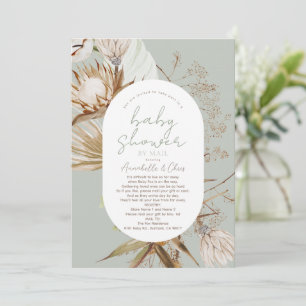 Boho Botanical Sage Baby Shower by Mail Invitation