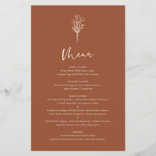 Boho Botanical Terracotta Mariage Carte Menu
