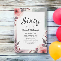 Boho Botanical Watercolor Floral 60th Birthday