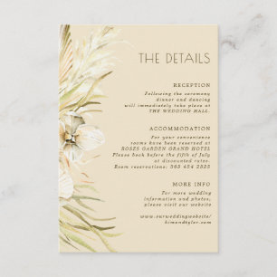 Boho botanical wedding guest information details enclosure card