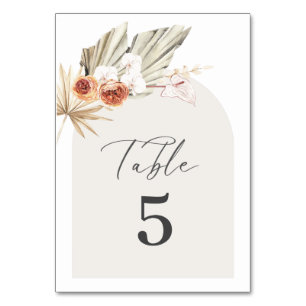 Boho Botanical Wedding Table Number