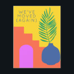 Boho Botanical We've Moved Again New Address Postcard<br><div class="desc">Personalized Whimsical Boho Botanical Shapes in Bright Yellow We've Moved Again New Address Announcement Postcard</div>