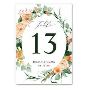 Boho Botanical White Greenery Floral Personalized Table Number