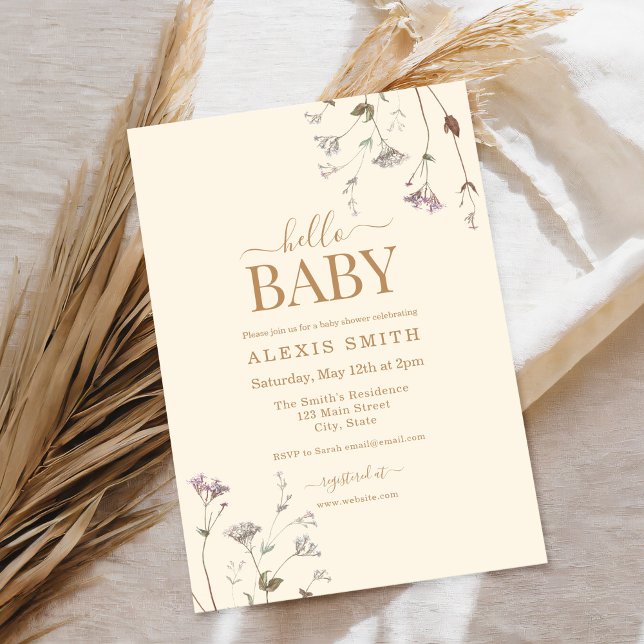 Boho Botanical Wildflower Floral Baby Shower Invitation (Creator Uploaded)