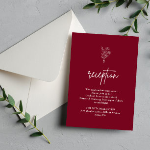 Boho Botanicals Burgundy Wedding Reception Enclosure Card