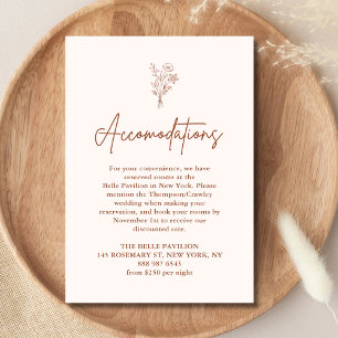 Boho Botanicals Terracotta Wedding Accommodations Enclosure Card