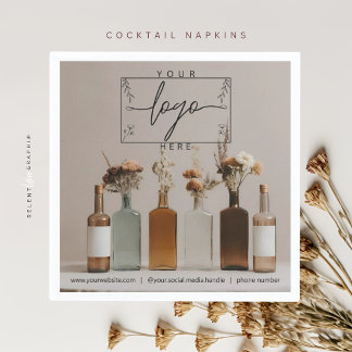 Boho Bottles | Flowers | Aesthetic Cocktail  Napkin