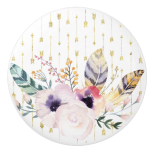 Boho Bouquet Ceramic Knob