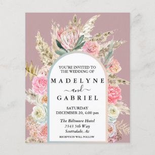 Boho Bouquet Pampas Grass Arch Budget Invitation