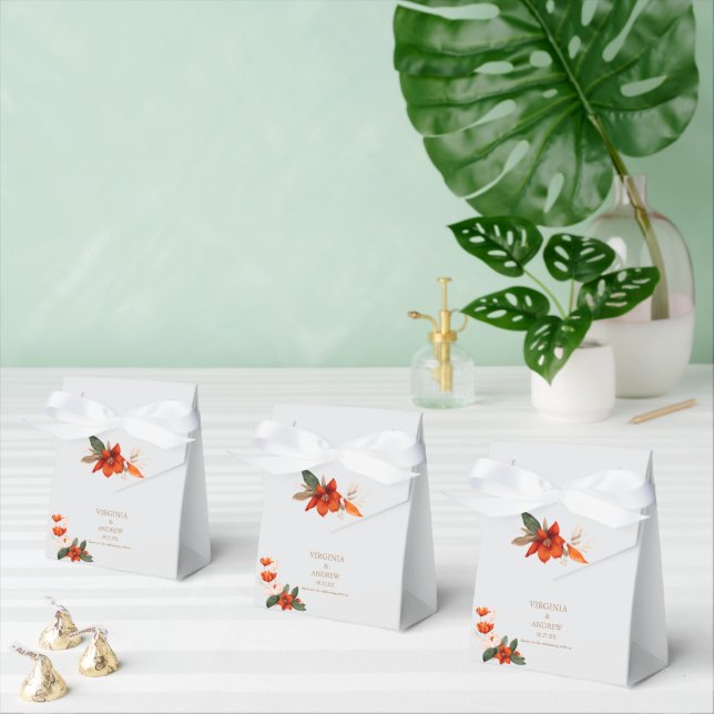 Boho bouquet with fiery flowers favor box (Multiple)
