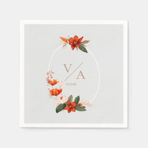 Boho bouquet with fiery flowers napkin