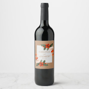 Boho bouquet with fiery flowers wine label