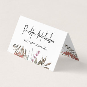 Boho Bouquet with Modern Lettering and QR Code Business Card