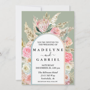  Boho Bouquets Pampas Grass Arch  Frame   Invitation