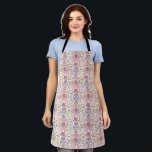Boho Bows and Blossoms Pink Apron<br><div class="desc">Boho and rustic apron featuring hand drawn illustration of bows and flowers in pink and purple colours.</div>