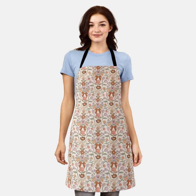 Boho Bows and Blossoms Terracotta Apron (Worn)