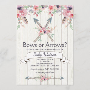 Boho Bows or Arrows Gender Reveal Party Invitation