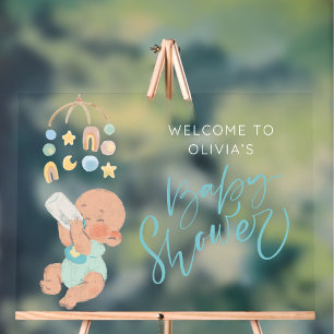 Boho boy baby shower acrylic welcome sign