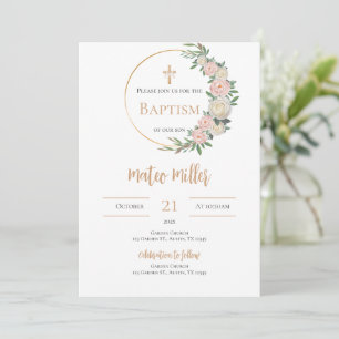 Boho Boy Baptism Invitation