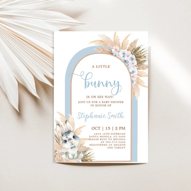 Boho Boy Bunny Baby shower Invitation (Créateur téléchargé)