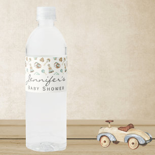 Boho Boy or Girl Baby Shower Vintage Toys  Water Bottle Label