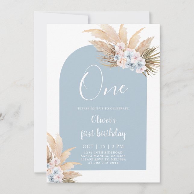 Boho Boy Première fête d'anniversaire Invitation (Devant)