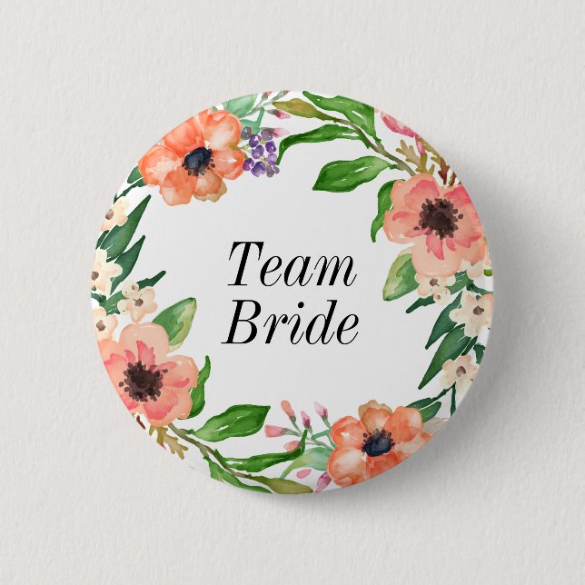 Boho Bridal Party Wedding 2 Inch Round Button (Front)