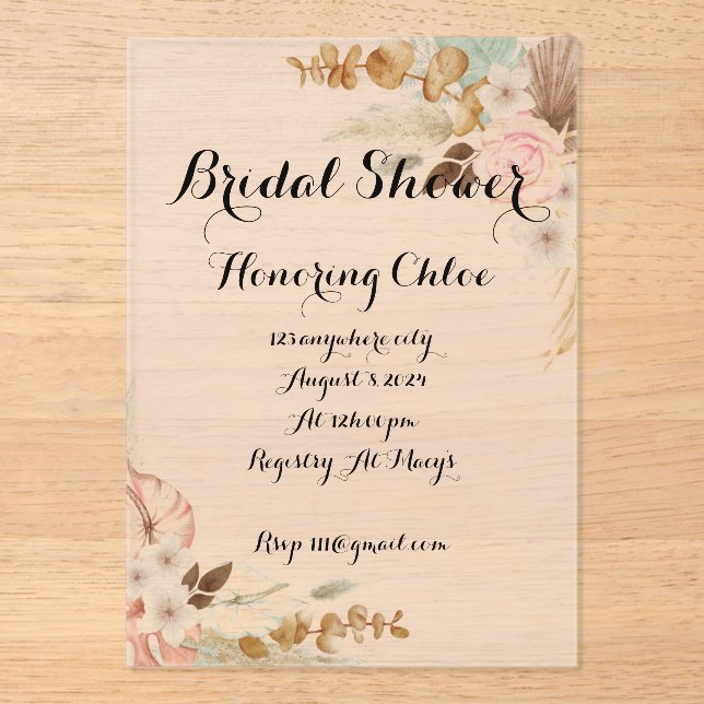 BOHO BRIDAL SHOWE INVITATION (Recto)
