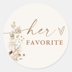 Boho Bridal Shower Favour Sticker Modern Floral