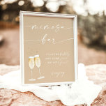 Boho Bridal Shower Mimosa Bar Sign<br><div class="desc">This Mimosa Bar Sign features a beautifully modern minimalist calligraphy- perfect to display at your shower or event's bubbly station! Text and background colours are fully editable —> click the "Customize Further" button to edit!</div>