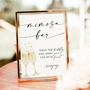 Boho Bridal Shower Mimosa Bar Sign   Bubbly Bar Invitation