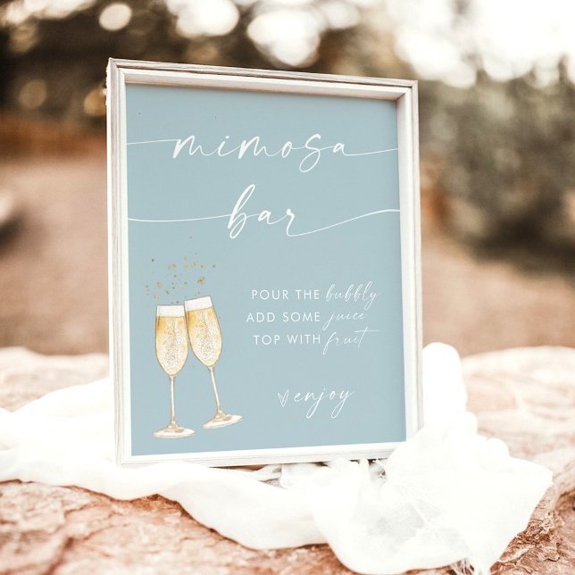 Boho Bridal Shower Mimosa Bar Sign | Dusty Blue (Creator Uploaded)