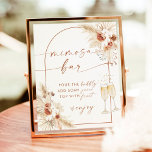 Boho Bridal Shower Mimosa Bar Sign | Pampas Grass<br><div class="desc">This Mimosa Bar Sign features hand-painted pampas grass and florals- perfect to display at your shower or event's bubbly station! Text and arch colours are fully editable —> click the "Customize Further" button to edit!</div>