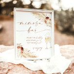 Boho Bridal Shower Mimosa Bar Sign | Pampas Grass<br><div class="desc">This Mimosa Bar Sign features hand-painted pampas grass and florals- perfect to display at your shower or event's bubbly station! Text and arch colours are fully editable —> click the "Customize Further" button to edit!</div>