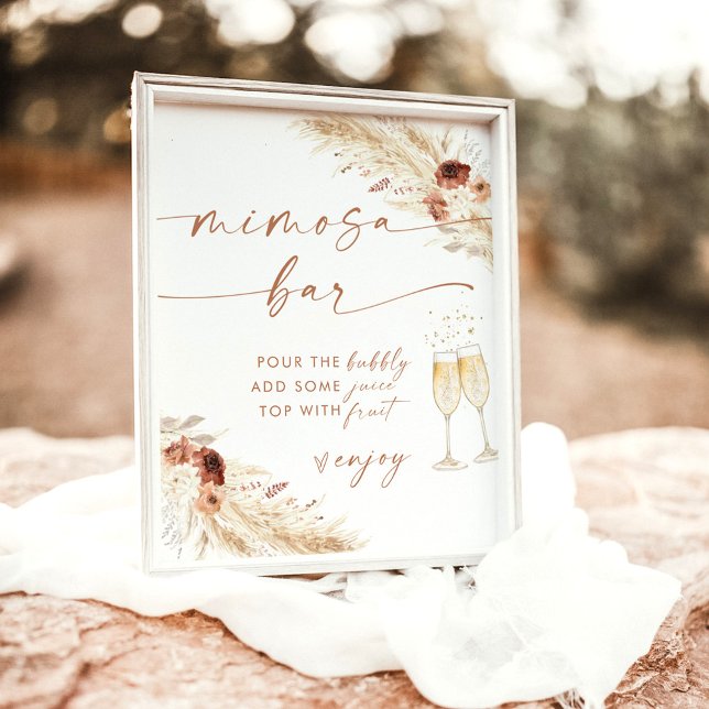 Boho Bridal Shower Mimosa Bar Sign | Pampas Grass (Creator Uploaded)