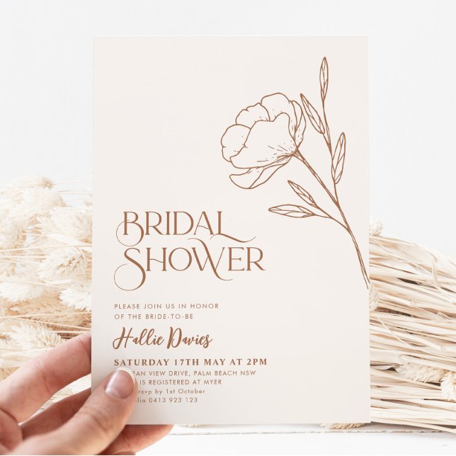 Boho Bridal Shower Minimal Terracotta Floral Invitation (Creator Uploaded)