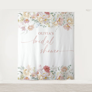 Boho Bridal Shower Modern FloralBackdrop Tapestry