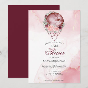Boho Bridal Shower Pink Maroon Full Moon Invitation