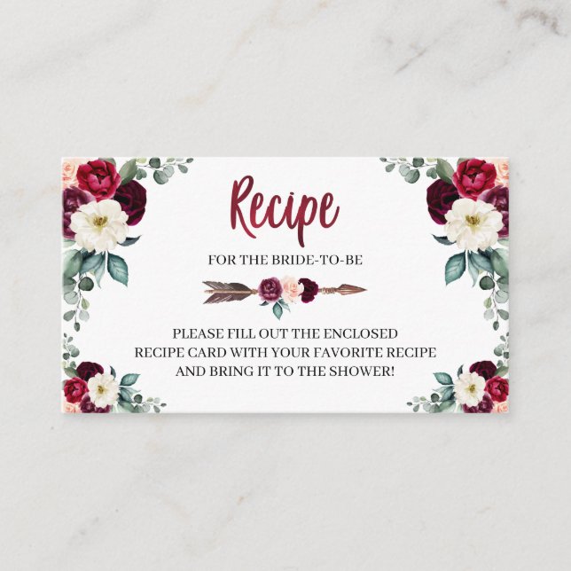 Boho Bridal Shower Recipe Enclosure Card (Front)