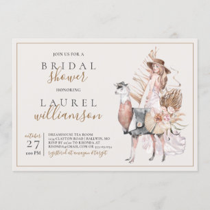 Boho Bride and Formal Llama Bridal Shower Invitation