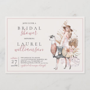 Boho Bride and Formal Llama Bridal Shower Invitation
