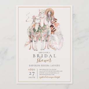 Boho Bride and Llamas Bridal Shower Invitation
