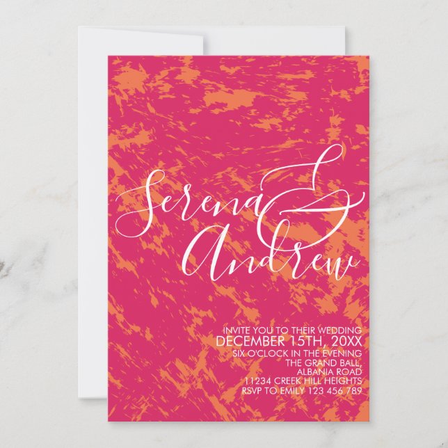 Boho Bright Abstract Artsy Pink Orange Modern  Invitation (Front)